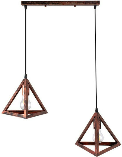 GloboStar Triangle Pendant Light Copper Grid with Socket E27 60x22x130cm