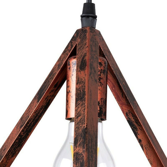 GloboStar Triangle Pendant Light Copper Grid with Socket E27 60x22x130cm