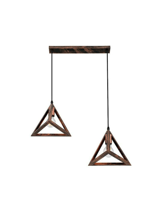 GloboStar Triangle Pendant Light Copper Grid with Socket E27 60x22x130cm