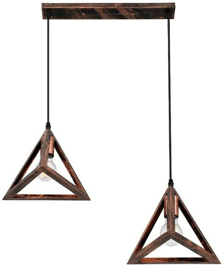 GloboStar Triangle Pendant Light Copper Grid with Socket E27 60x22x130cm
