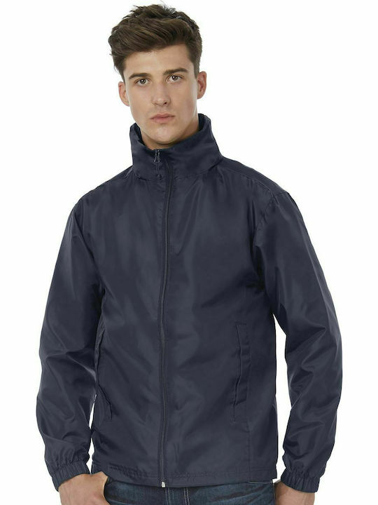 B&C Men's Jacket Waterproof and Windproof Navy Blue