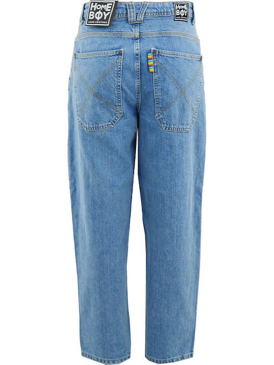 High Waist Women's Jean Trousers in Baggy Line Denim Moon