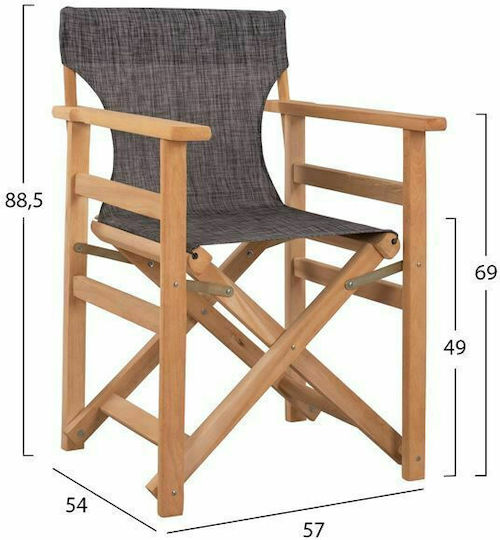 Καρέκλα Σκηνοθέτη Ξύλινη Λήμνος Γκρί 57x54x88.5εκ.