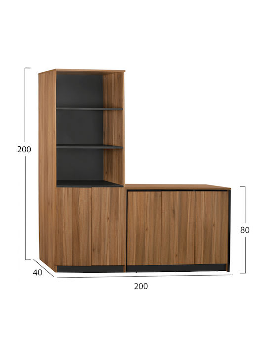 În picioare pe podea de Birou Supreme Nucă 200x40x200cm
