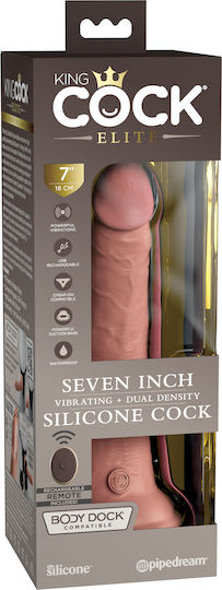 King Cock Elite Vibrating + Dual Density Ρεαλιστικός Δονητής με Απομακρυσμένο Έλεγχο 21cm Light