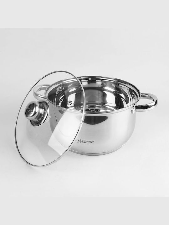 Maestro Pots Set of Stainless Steel with No Coating Silver 6pcs