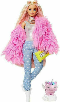 Barbie Κούκλα Extra Fluffy Pink Jacket για 3+ Ετών