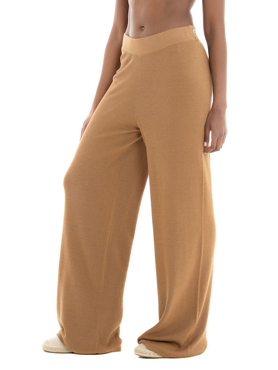 Ecoalf Women's Fabric Trousers with Elastic Brown