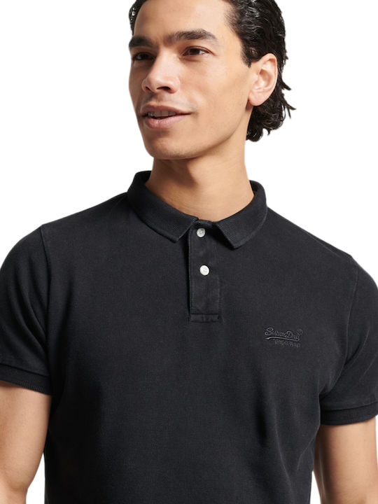 Polo Kurzarm Bluse Dunkelgrau