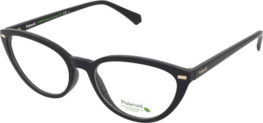 Polaroid Plastic Eyeglass Frame Cat Eye Black PLD D432 807