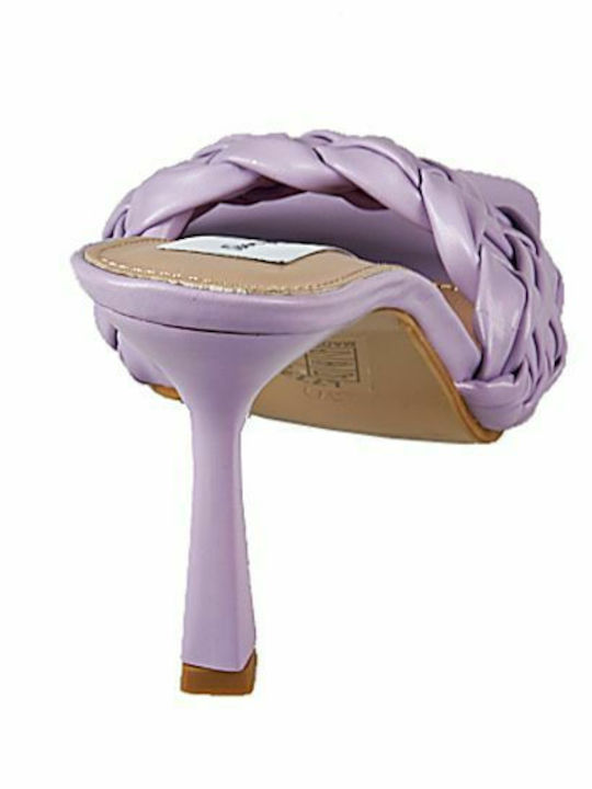 Mules with Thin High Heel in Purple Color