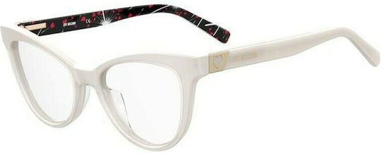 Moschino Plastic Eyeglass Frame Cat Eye White MOL576 VK6