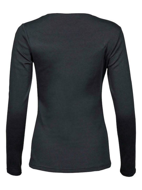 Tee Jays Interlock Women's Long Sleeve Promotional Blouse Dark Grey