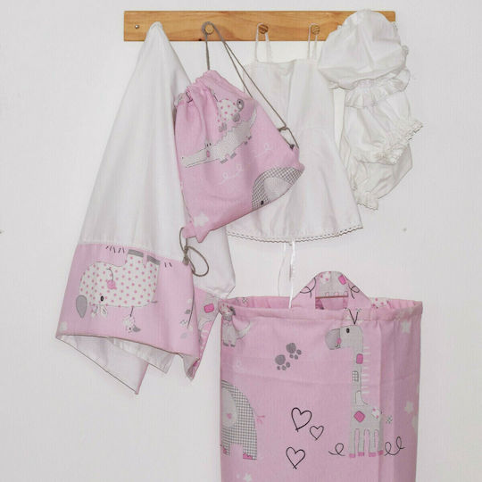 Decocraft Kinder Aufbewahrungssack Faltbar aus Stoff Animal Rosa 50x20x55cm 1Stück
