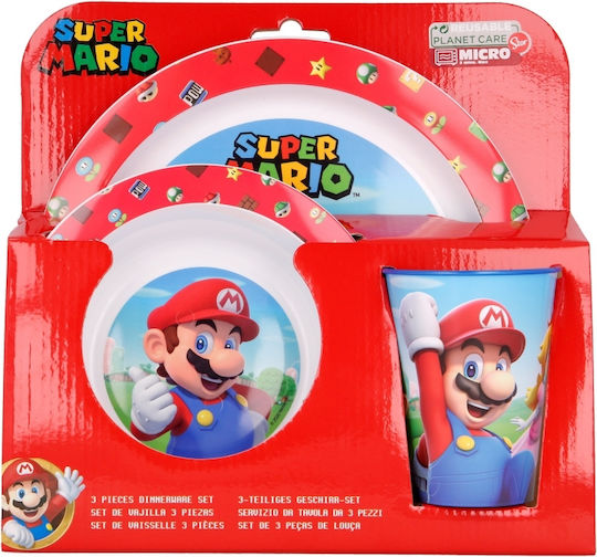 Stor Set Essgeschirr Super Mario aus Kunststoff Mehrfarbig 3Stück