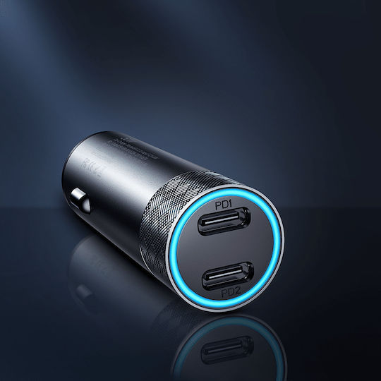 Joyroom JR-CL13 Φορτιστής Αυτοκινήτου 50W Γρήγορης Φόρτισης με Θύρες: 2xUSB Γκρι Χρώμα