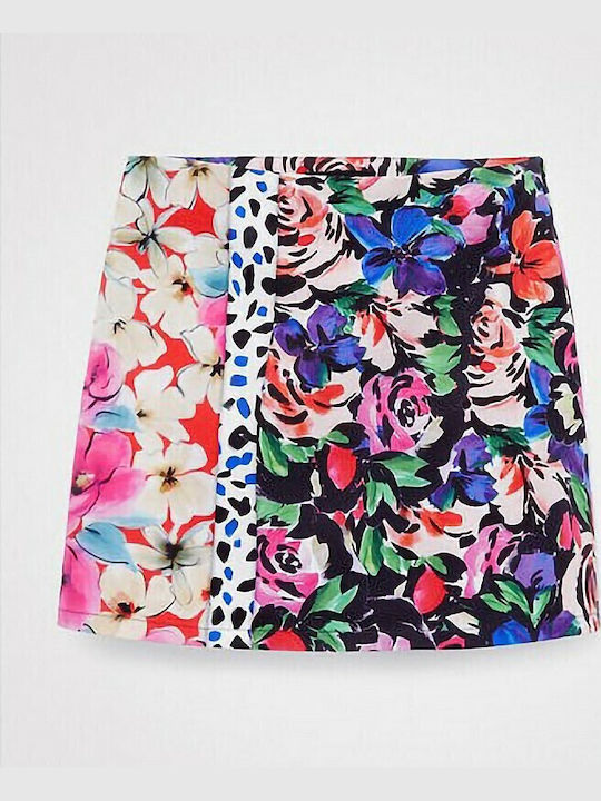Ψηλόμεση Mini Φούστα Floral Μπλε
