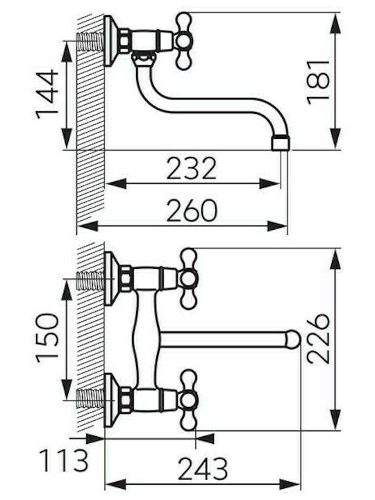 Ferro Antica Wall Bronze Kitchen Faucet Ferro Antica Wall Bronze Kitchen Faucet