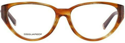 Dsquared2 Plastic Eyeglass Frame Cat Eye Brown Tortoise DQ5060 047