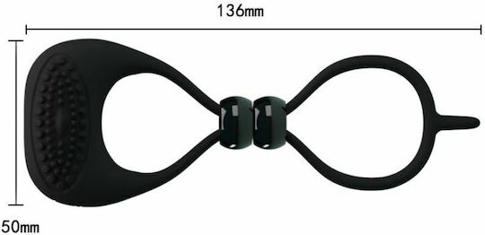 Pretty Love Double Ring Penis & Testicles Δονούμενο Δαχτυλίδι Πέους & Όρχεων Black