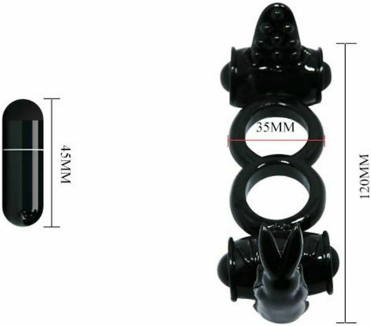 Baile Sweet Ring Double Ring With Double Rabbit Black