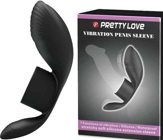 Pretty Love Vibration Penis Sleeve Cock Ring 7 Functions Black