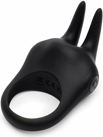 Fifty Shades of Grey Sensation Vibrating Rabbit Love Δονούμενο Δαχτυλίδι Πέους Σιλικόνης Μαύρο