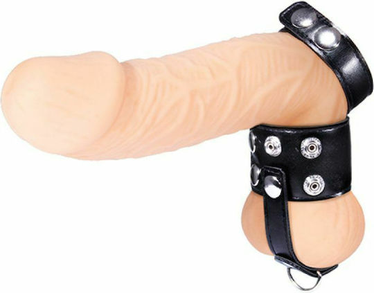 Nanma Men's Expert Ball Stretcher with Separator & D-ring Cock Ring Schwanz & Hoden Schwarz