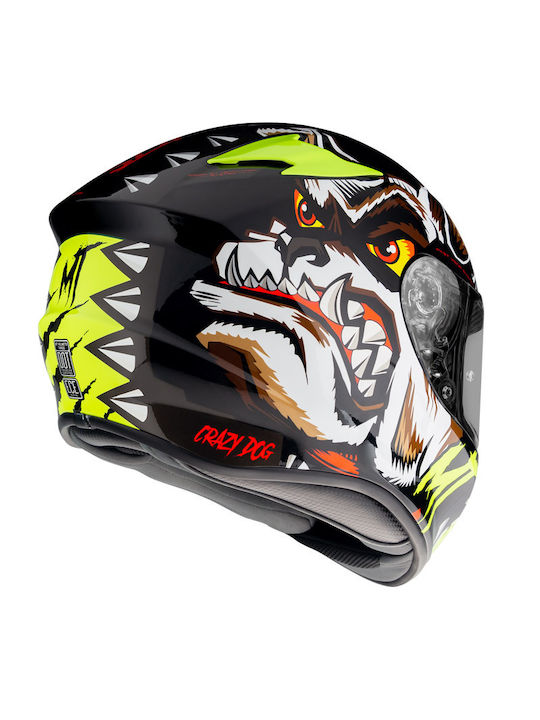 MT Targo Crazydog G3 Fluo Yellow Motorcycle Helmet Full Face ECE 22.05