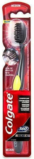 Colgate 360 Black with Charcoal Toothbrush Medium Black-Green