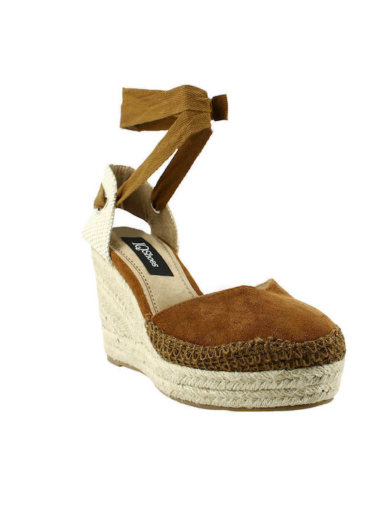 IQ Shoes Καλοκαιρινές Γυναικείες Πλατφόρμες σε Στυλ Εσπαντρίγιας Camel