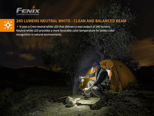 Fenix Headlamp LED IP68 with Maximum Brightness 240lm HM23 Black