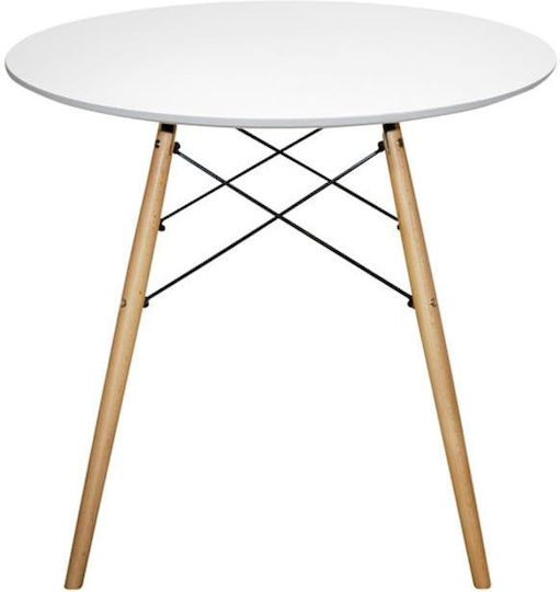 Minimal Table Kitchen Wooden White 80x80x72cm