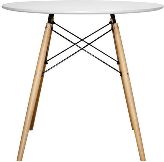 Minimal Table Kitchen Wooden White 80x80x72cm