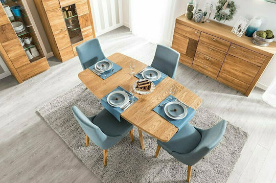 Vella Tisch Speisesaal Ausziehbar aus Massivholz Eiche 160(+50)x95x77cm
