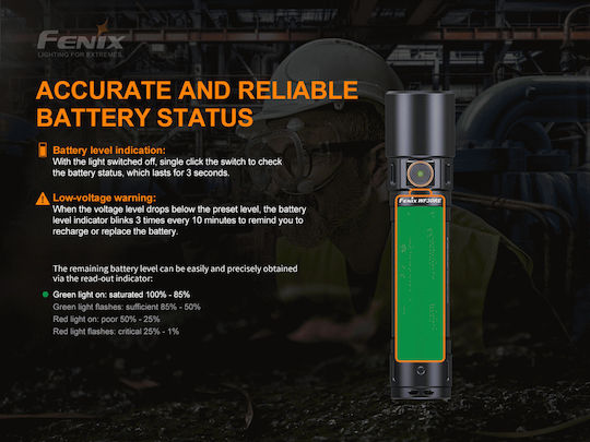 Fenix Rechargeable Flashlight LED IP68 with Maximum Brightness 280lm WF30RE ATEX Black