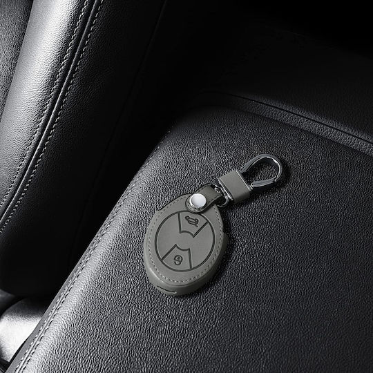 Silicone Car Key Cover Case Brushed Heart with 3 Buttons for Mini Cooper Gray
