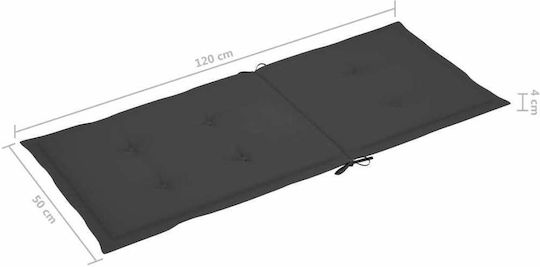 vidaXL Pernă Scaunului De Grădină Cu Spătar Gri Waterproof 4 Bucăți 120x50 cm