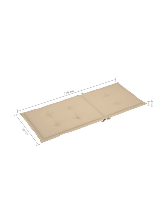 vidaXL Perna Scaunului De Grădină Cu Spătar Bej 2 Buc 120x50 Cm