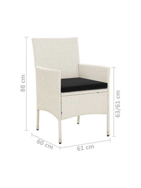 Außenstuhl Rattan White mit Kissen 4Stück 61x60x88cm.
