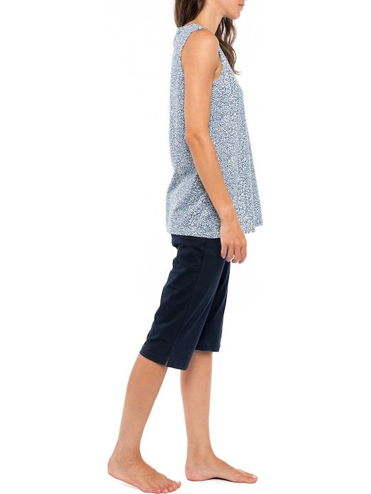 Pink Label Sommer Damen Pyjama-Set Navy