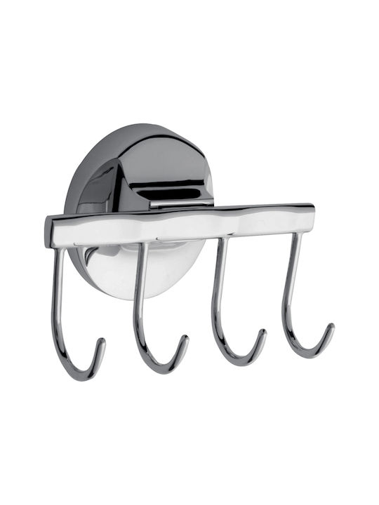 617032 Wall-Mounted Bathroom Hook with 4 Positions Silver