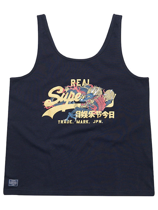 Vintage Logo Narrative Women's Summer Blouse Cotton Sleeveless Eclipse Navy