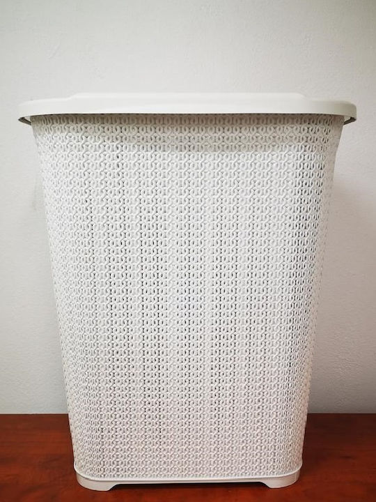 Sidirela Coș De Rufe Din Plastic 55L Cu Capac 44x35x56cm Alb