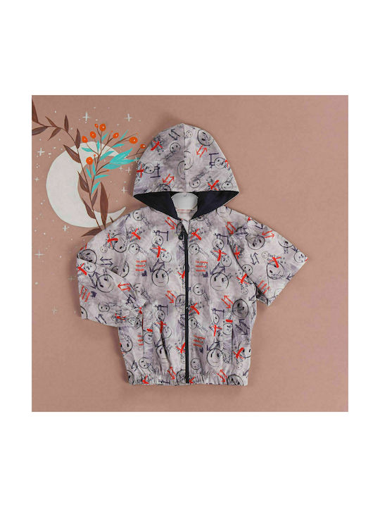 Children's windbreaker jacket with grey facets for boys (1-4 years old)