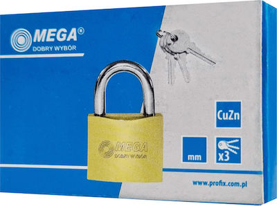 Mega Steel Padlock Brass with Key 50mm 1pcs