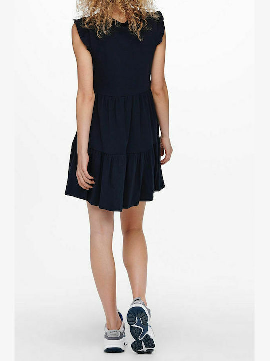May Summer Mini Dress with Ruffle Night Sky