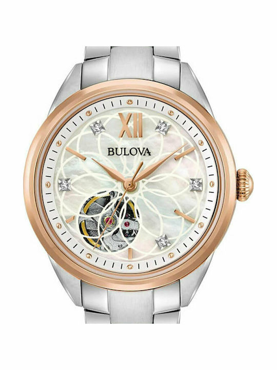 Bulova Diamond Ceas de Damă Automat cu Argintiu Brățară Metalică