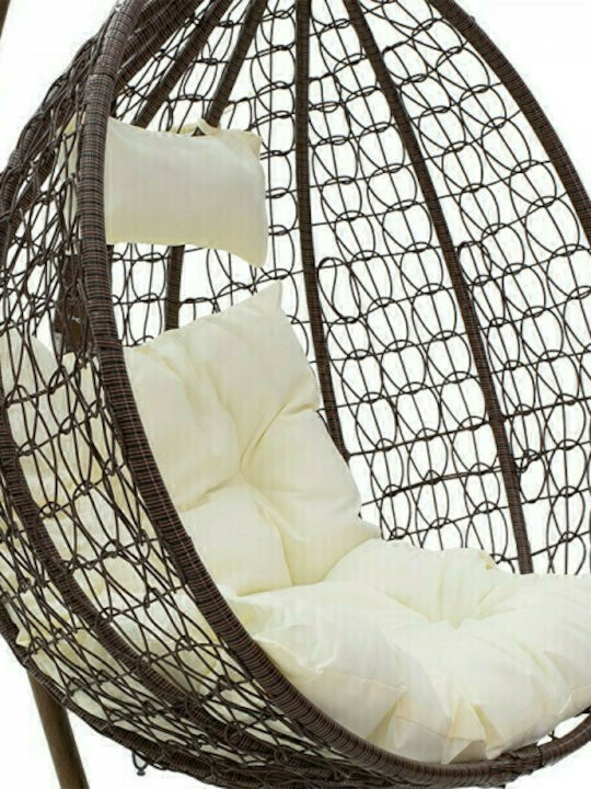 Zafer Leagăn cu bază și pernă Rattan Cafea L106xL103xH200cm