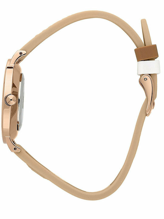 Trussardi T-Motif Γυναικείο Ρολόι 33mm Μπαταρίας με Μπεζ Καουτσούκ Λουράκι
